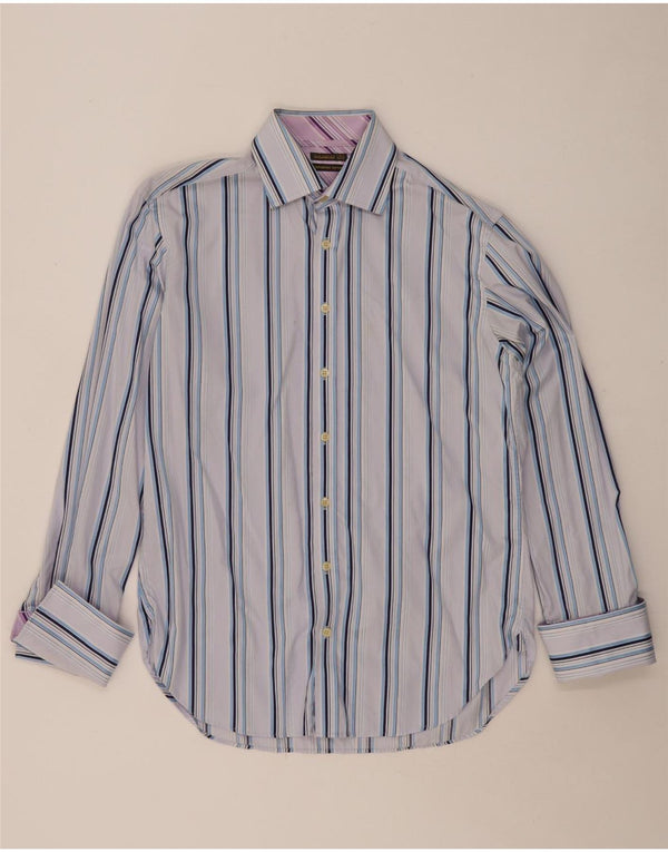 TED BAKER Camisa para hombre Talla 16 Grande Azul Rayas