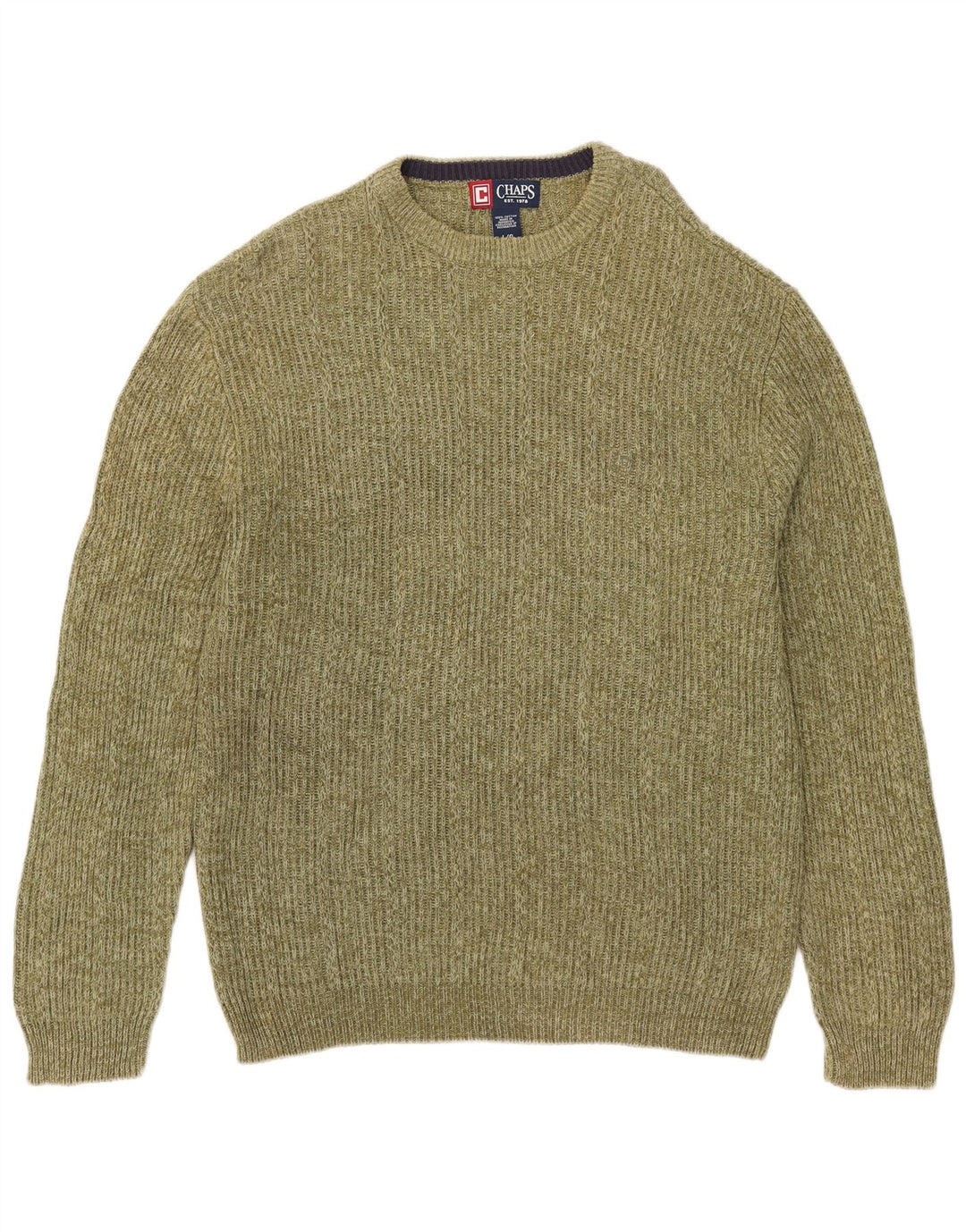 Chaps Jersey de cuello redondo para hombre de algodón moteado verde grande