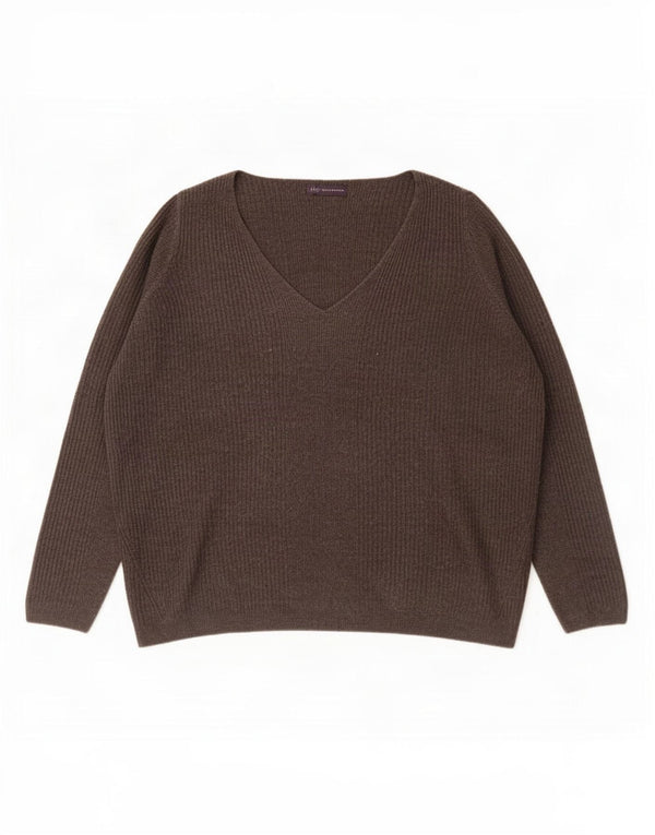 Marks & Spencer Suéter extragrande con cuello en V para mujer UK 20 2XL Gris