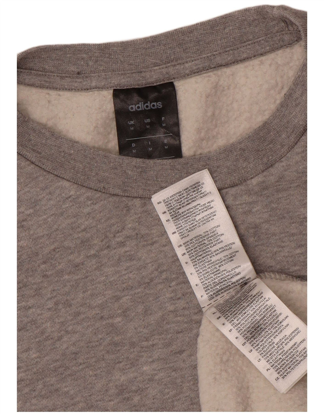 Adidas Hombre Sudadera Jumper Gris Medio Algodón