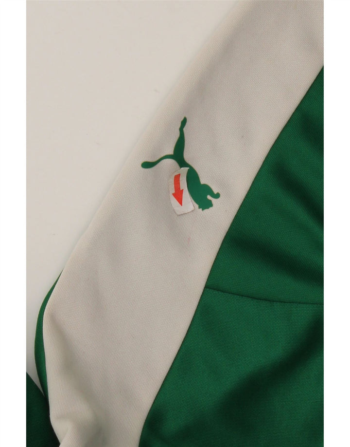 Puma Hombre Zip Neck Pullover Chándal Top XL Verde Colorblock Poliéster