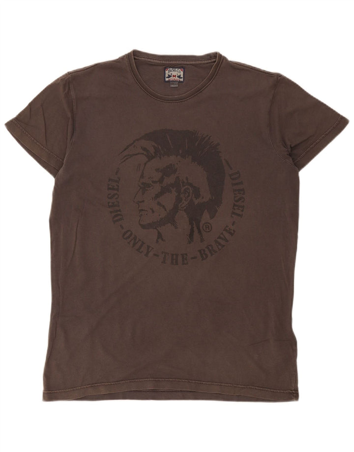 Diesel Hombre Camiseta Gráfica Top Grande Gris Algodón