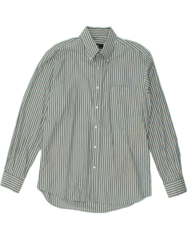 ROCCOBAROCCO Mens Shirt Size 16 1/2 42 Large Grey Striped Cotton