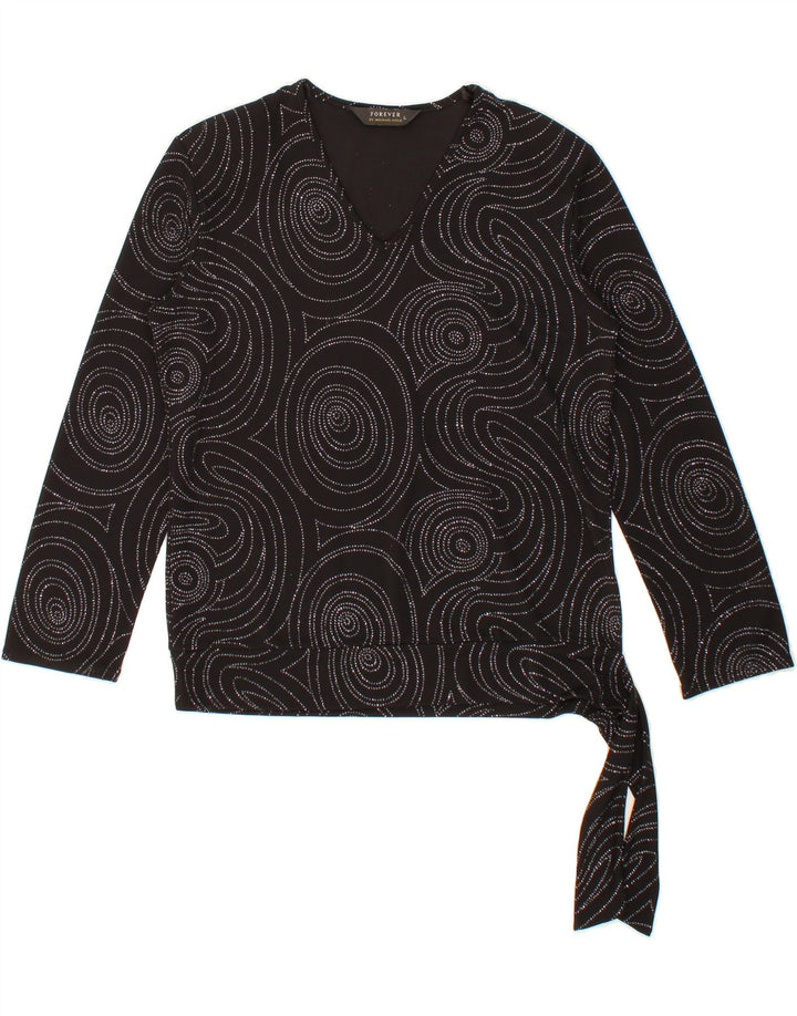 VINTAGE Womens Blouse Top UK 16 Large Black Geometric Polyester Vintage Vintage and Second-Hand Vintage from Messina Hembry 