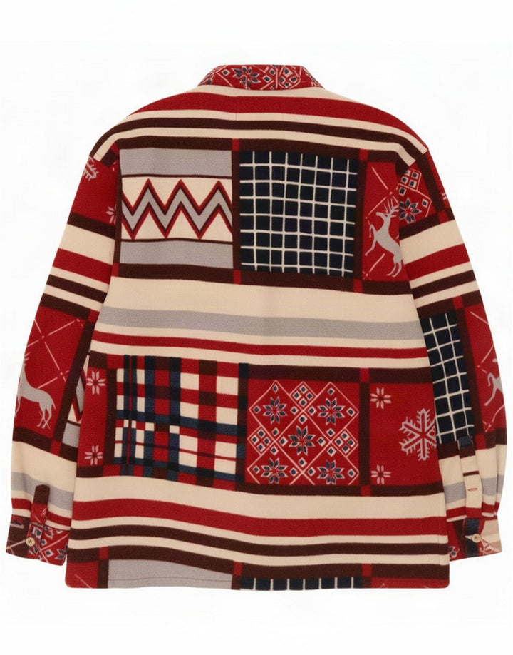 Camisa holgada de forro polar para hombre Tipo' S Poliéster patchwork rojo pequeño