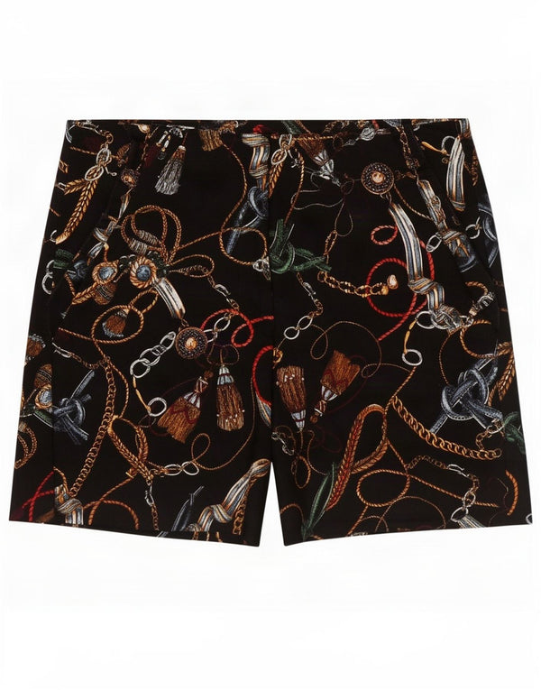 Zara Mujer Pantalones Cortos Casuales Con Estampado Abstracto Mediano W28 Algodón Negro