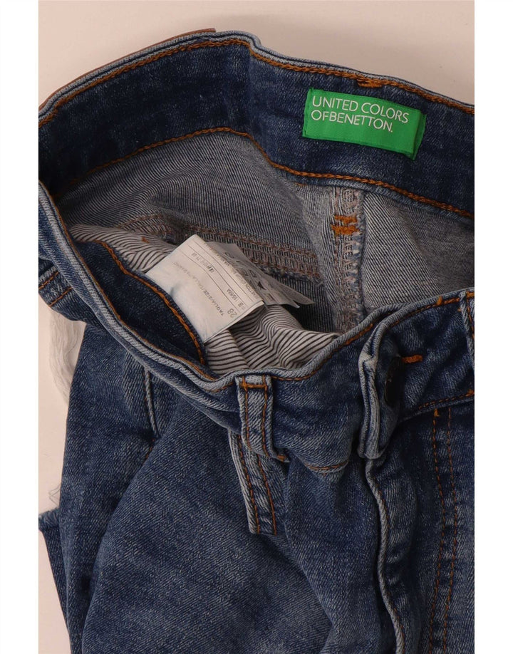 Benetton Vaqueros Rectos Mujer W28 L28 Azul Algodón