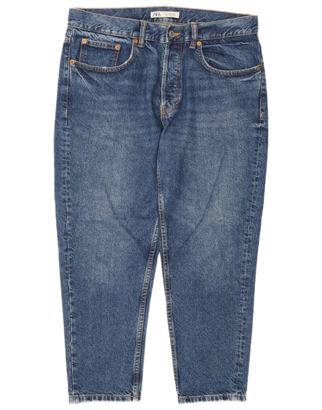 Zara Vaqueros recortados para hombre EU 46 XL W36 L25 Azul