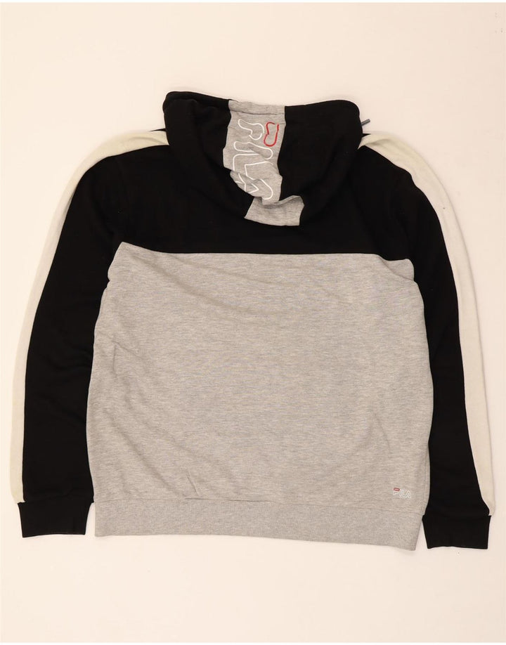 Fila Jersey con capucha gráfica para hombre, talla grande, color gris