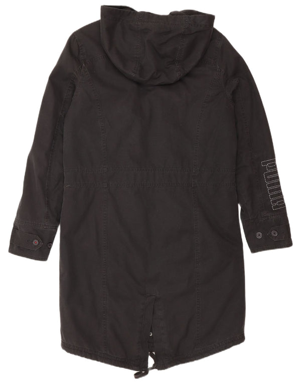 PUMA Parka extragrande con capucha para mujer UK 10 Small Black Cotton