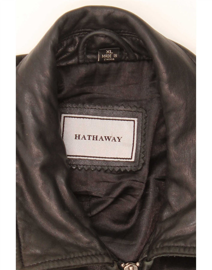 Hathaway Chaqueta de cuero para hombre UK 42 XL Cuero negro
