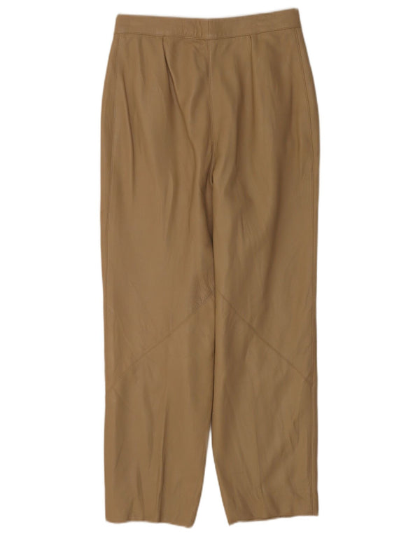 Vintage mujer pantalones de cuero cónicos IT 44 Medio W26 L26 Cuero Beige