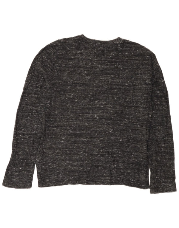 Superdry Camiseta de manga larga para hombre de algodón moteado gris grande