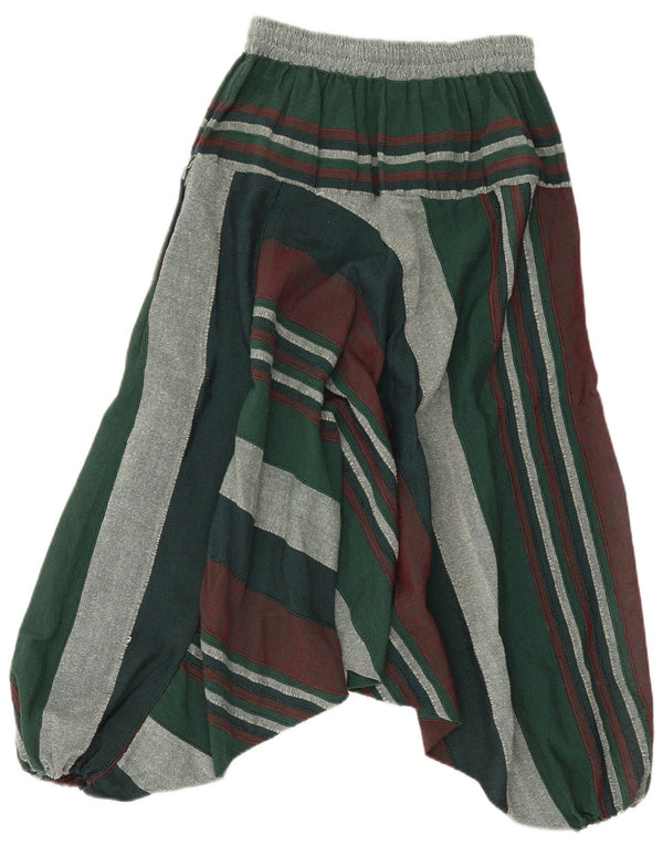 Vintage mujer Harem pantalones W32 L32 algodón a rayas verdes