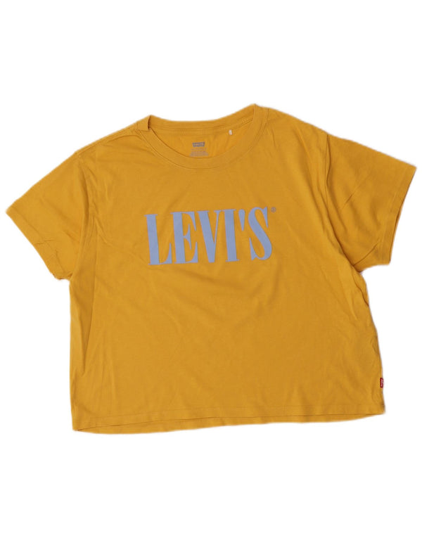 Levi's Camiseta corta gráfica para mujer UK 44 Algodón amarillo mediano