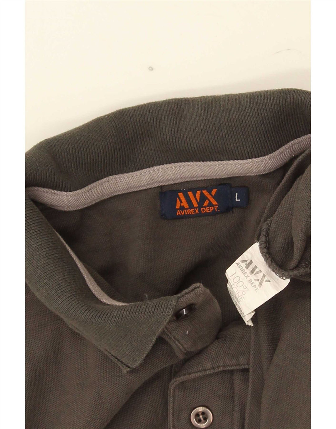 Avirex Polo para hombre de algodón a rayas gris grande