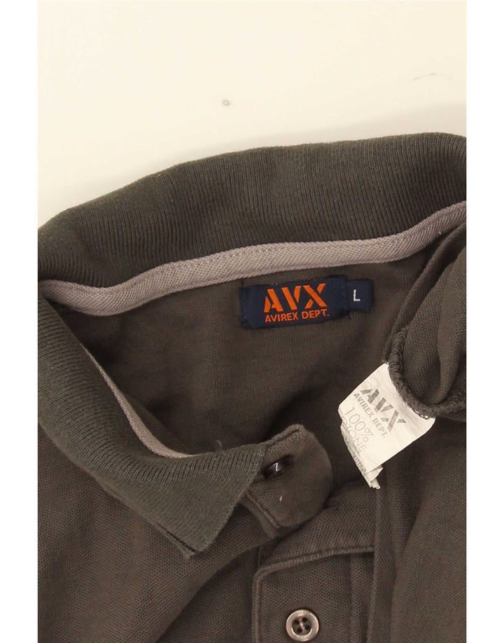 Avirex Polo para hombre de algodón a rayas gris grande