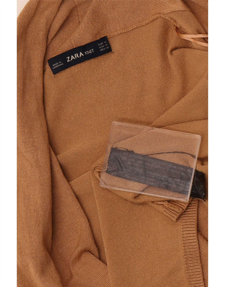 Zara Mujer Cárdigan Suéter UK 42 Viscosa Beige Medio