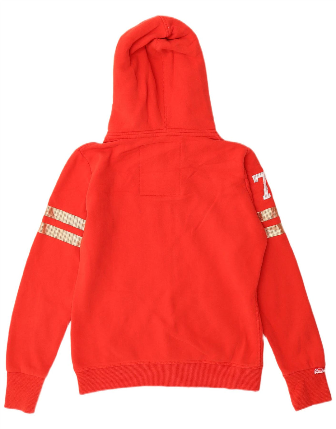 SUPERDRY Suéter con capucha y cremallera gráfica para mujer UK 12 Medium Red Cotton