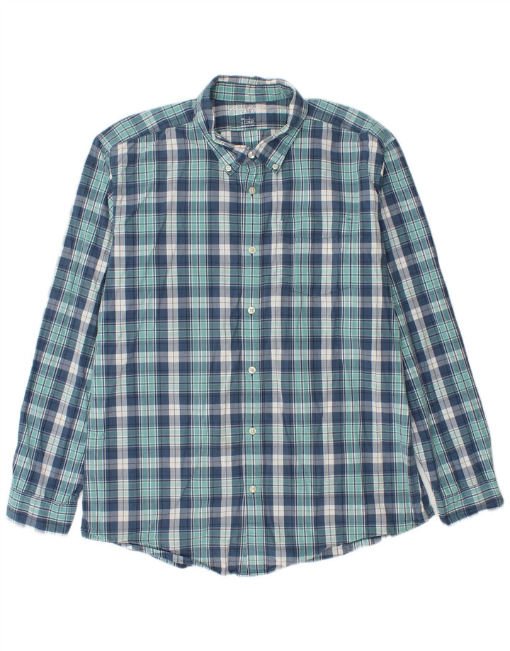 Eddie Bauer Camisa de corte clásico para hombre de algodón a cuadros azules grandes