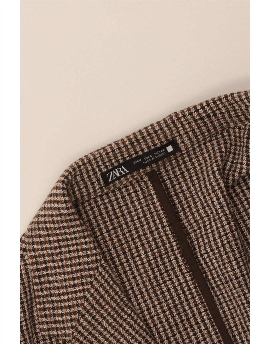 Zara Chaqueta tipo blazer de 2 botones para hombre UK 36 Small Brown Houndstooth