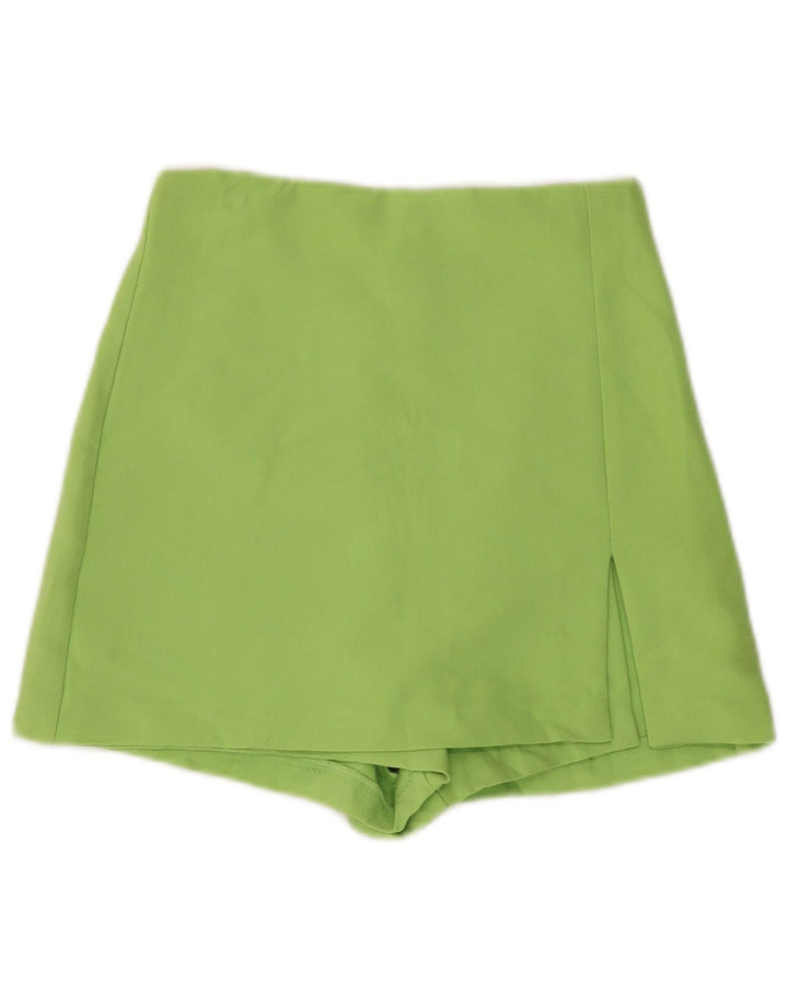 Zara Mujer Falda Pantalón UK 4 XS Verde Poliéster
