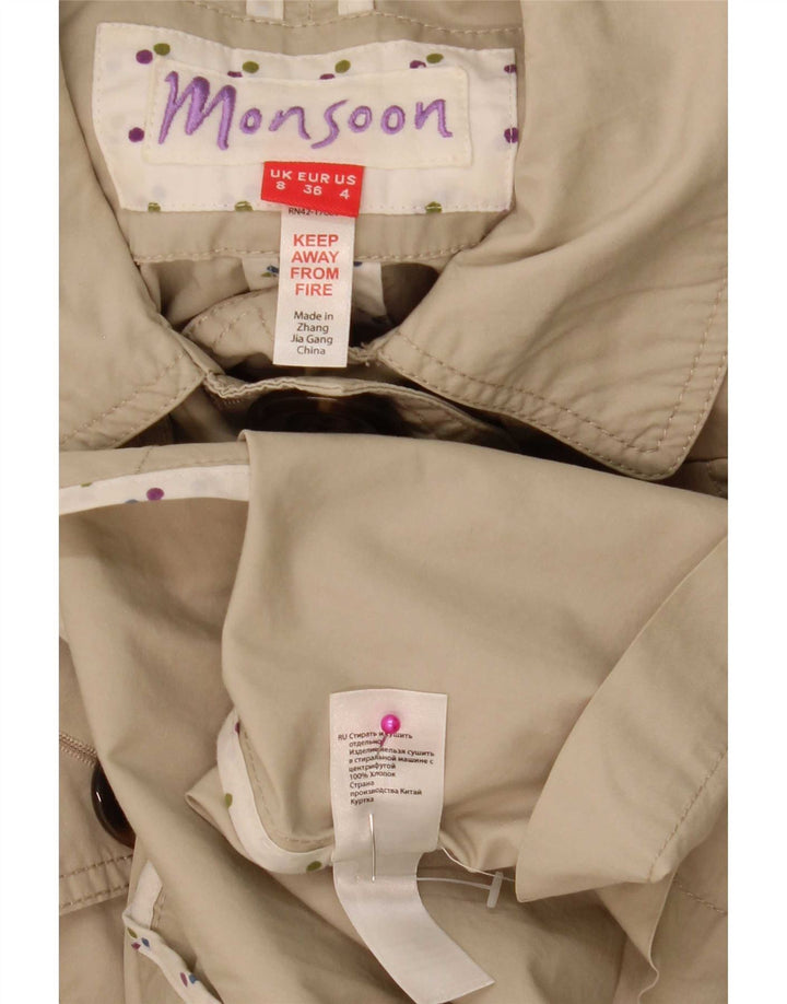 Monsoon Gabardina para mujer UK 8 Small Algodón beige