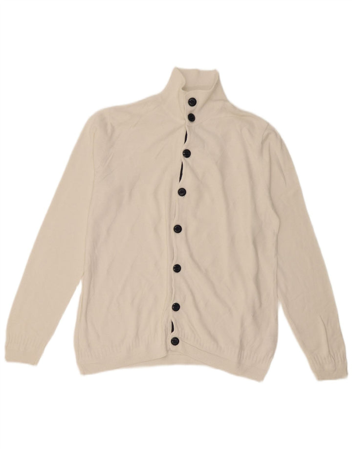 Zara Hombre Cárdigan Sueter Grande Algodón Blanco