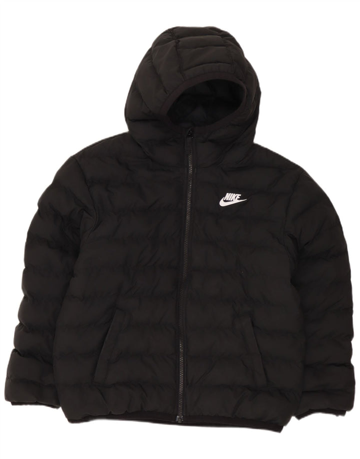 NIKE Chaqueta acolchada con capucha para niños 10-11 años Mediana Negro Poliéster