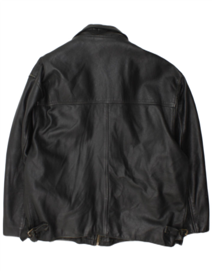 Chaqueta de cuero vintage para hombre Reino Unido 42 XL Negro