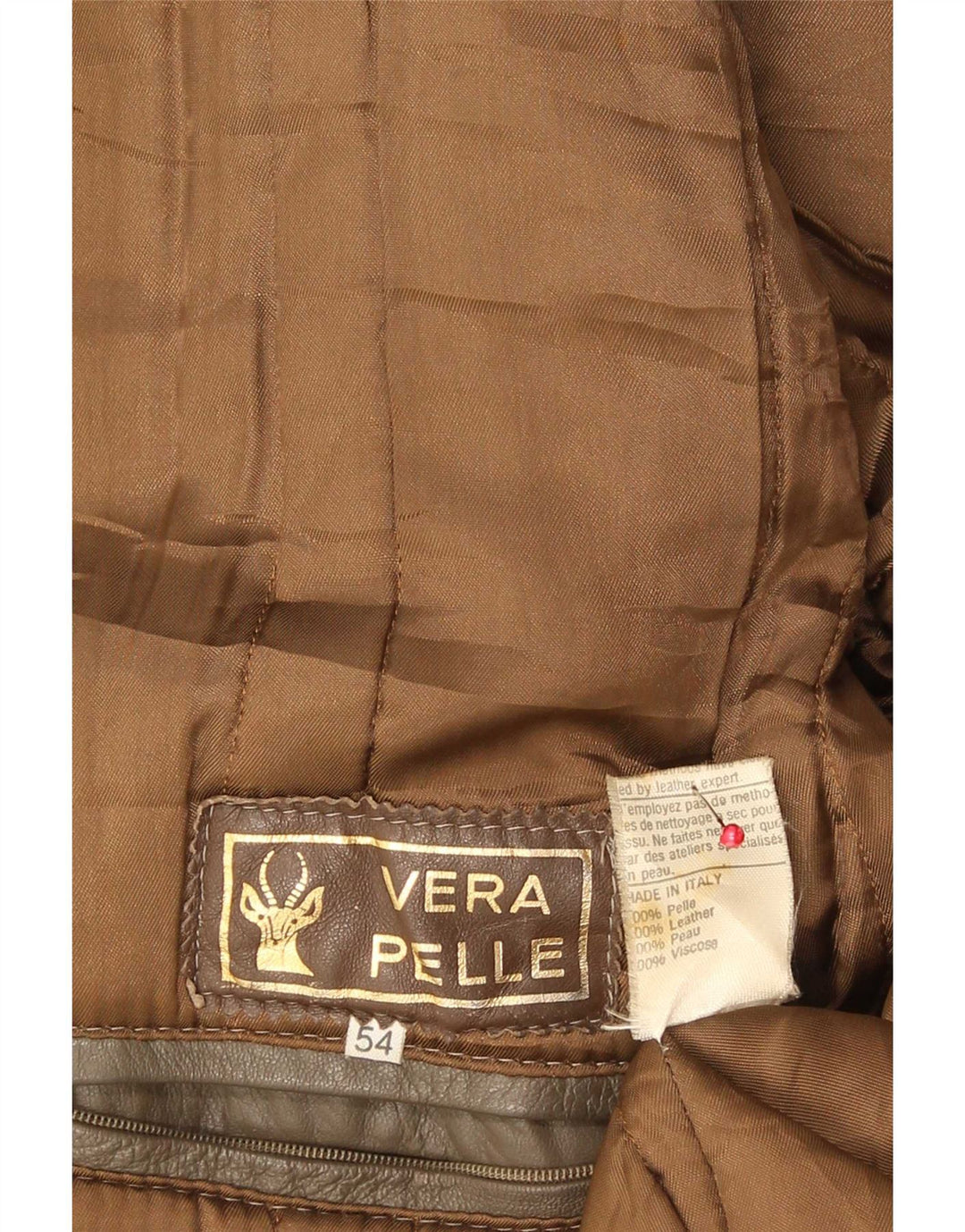 Chaqueta de cuero vintage para hombre IT 54 2XL Marrón