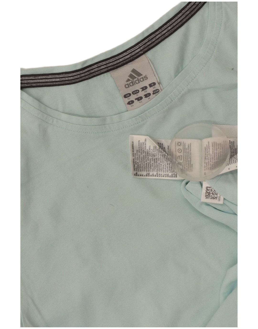 ADIDAS Mujer Top Manga Larga UK 10 Pequeño Algodón Azul