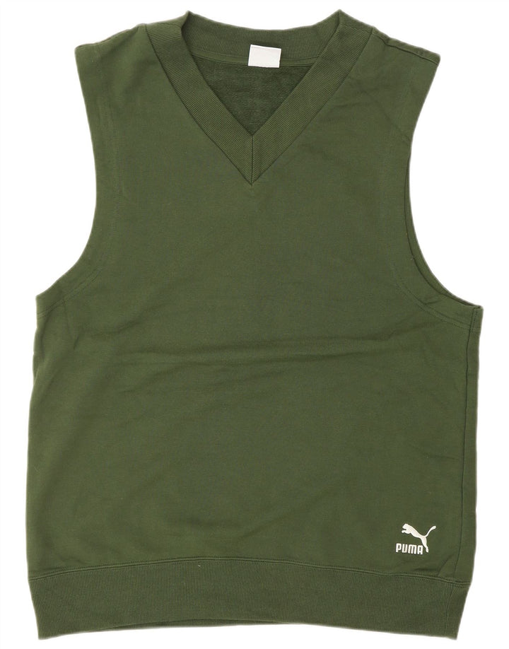 PUMA Sudadera sin mangas para hombre Jumper Small Green Cotton