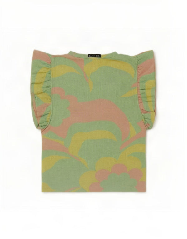 Zara Mujer Crop Blusa Top UK 10 Small Verde Floral