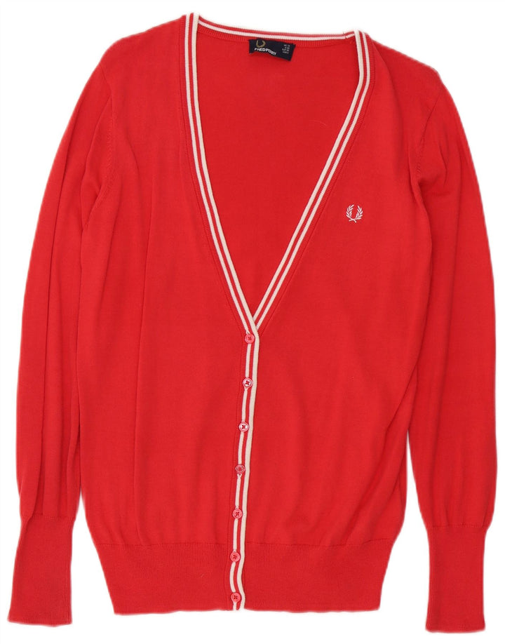 Fred Perry - Cárdigan para mujer, talla 10, algodón rojo pequeño