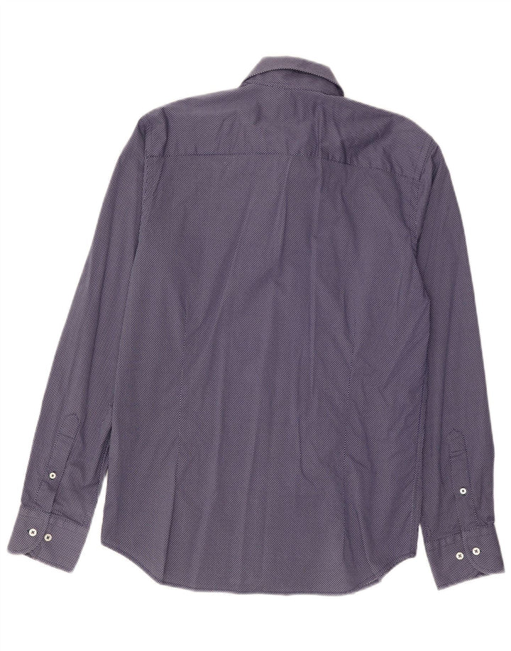 Camisa Beverly Hills de corte slim de algodón con lunares en azul medio