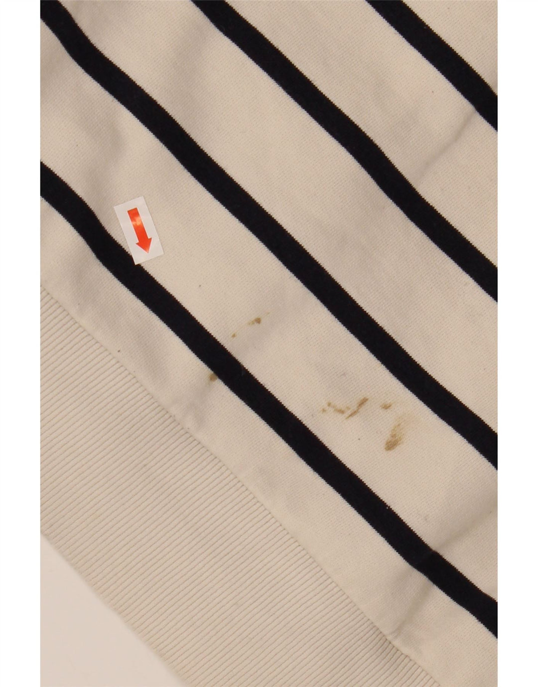 ZARA Mujer Crop Sudadera Jumper UK 46 Large Blanco Rayas Algodón