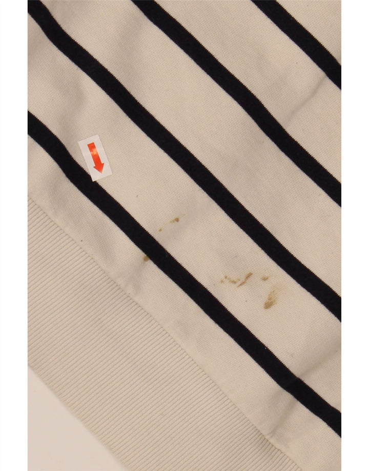 ZARA Mujer Crop Sudadera Jumper UK 46 Large Blanco Rayas Algodón