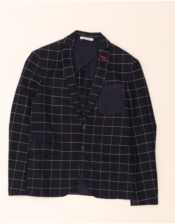 Zara Chaqueta tipo blazer de 2 botones para hombre EU 46 Small Azul marino Cuadros Algodón