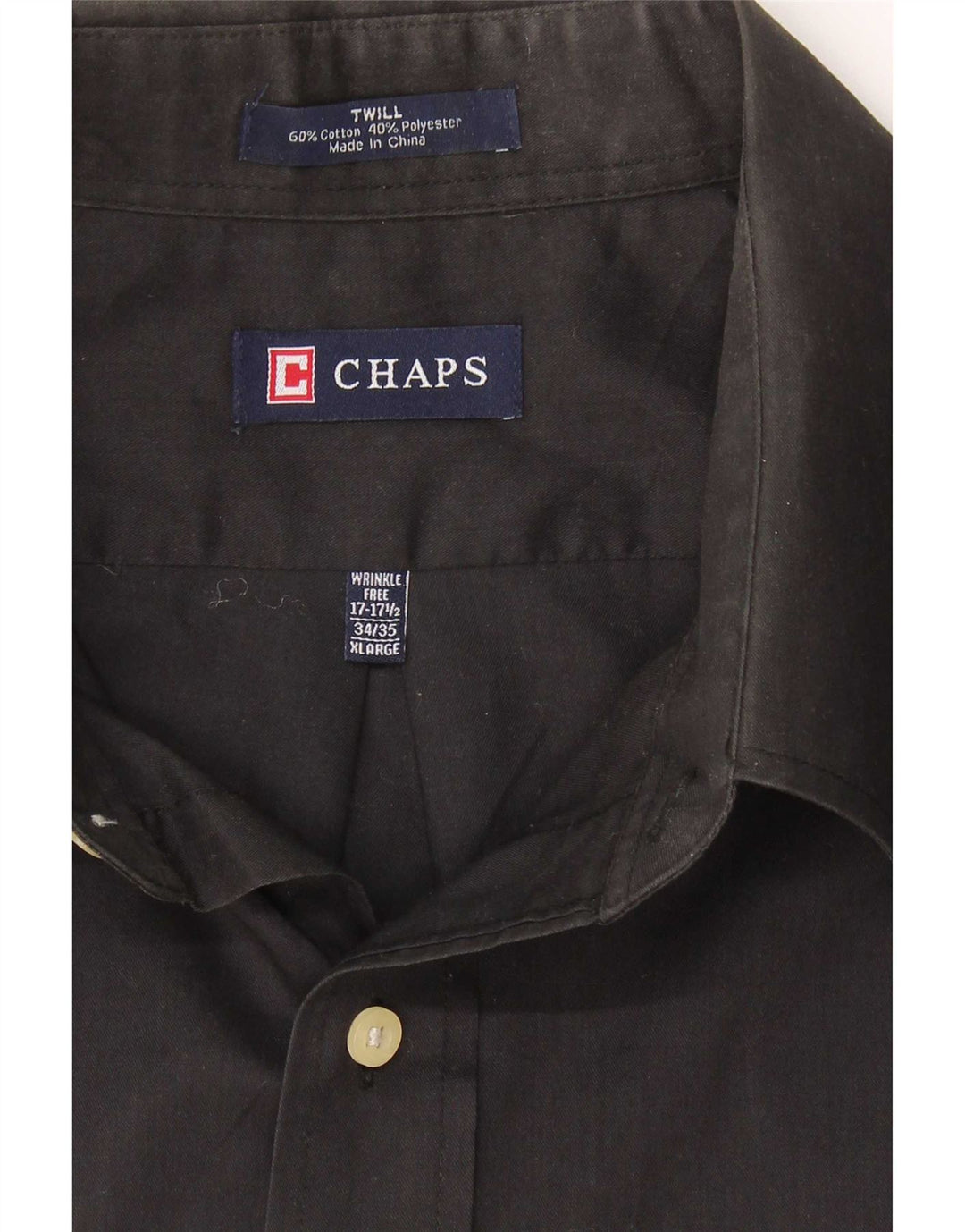 Chaps Camisa para hombre Talla 17 1/2 XL Algodón negro
