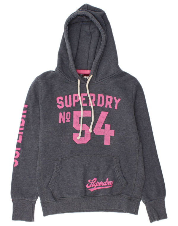 Superdry Jersey con capucha gráfica para mujer Reino Unido 46 Algodón gris grande