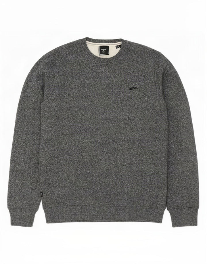 Superdry Sudadera tipo jersey para hombre de algodón moteado gris grande