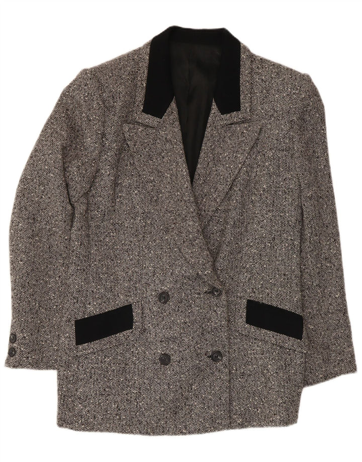 Vintage mujer chaqueta blazer de doble pecho IT 48 XL gris espiga