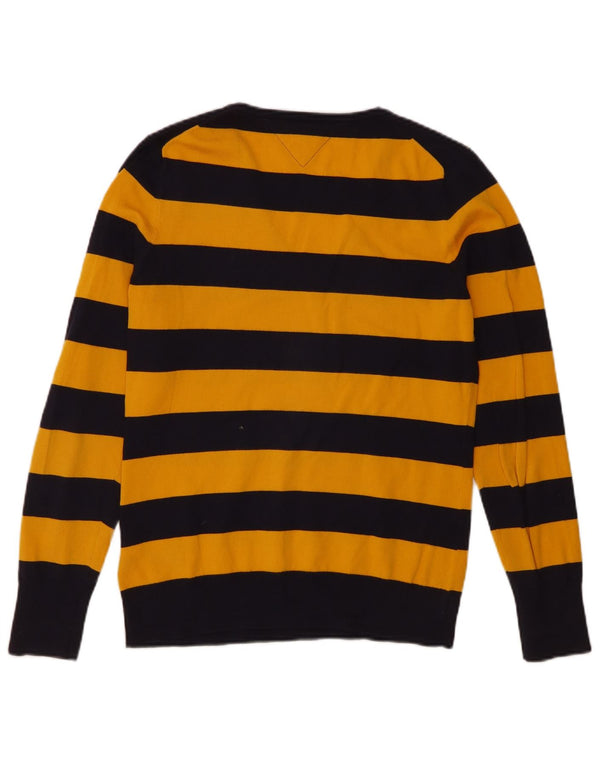 Tommy Hilfiger Suéter con Cuello en V para Mujer UK 40 Grande Rayas Amarillas