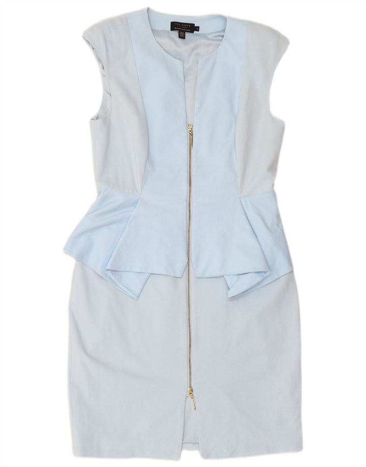 TED BAKER Vestido ajustado sin mangas para mujer Talla 4 Bloque de color azul grande
