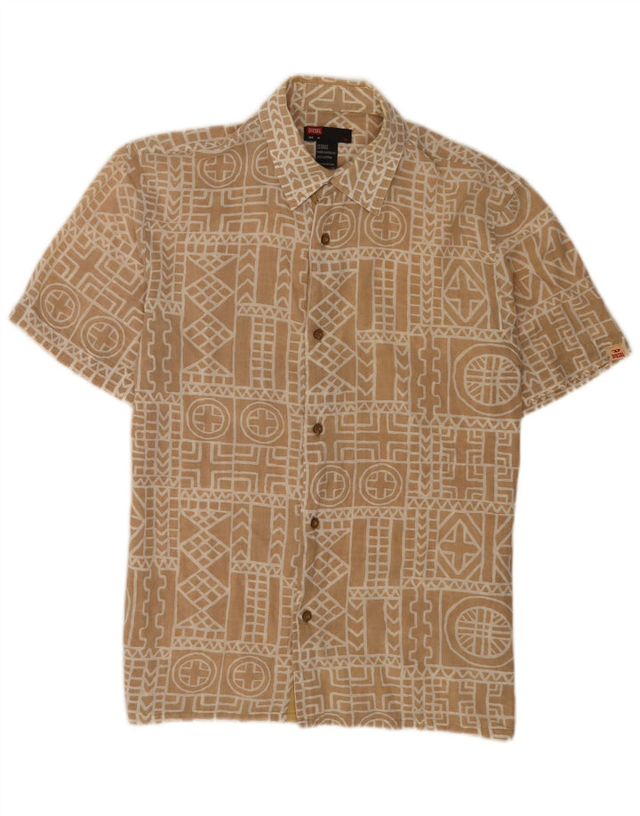 Diesel Hombre Camisa De Manga Corta De Algodón Geométrico Beige Medio