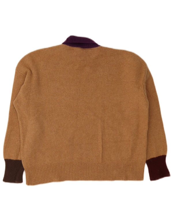 Marni Mujer Crop Roll Neck Jumper Sweater IT 40 Small Marrón Colorblock