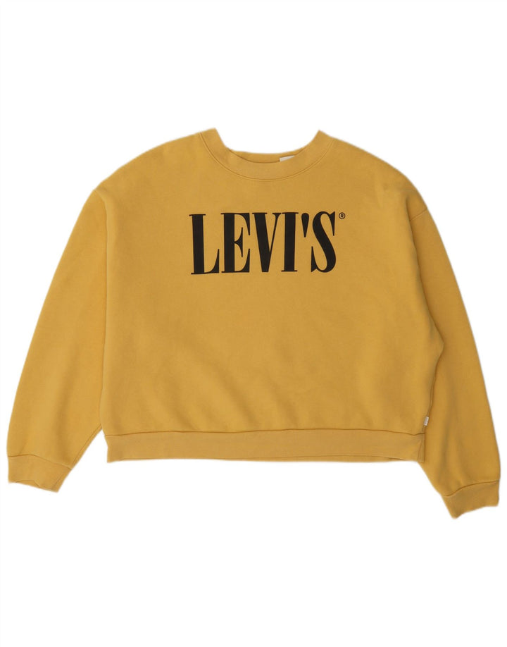 Levi's Sudadera con gráfico de corte extragrande para mujer, talla 40, color amarillo mediano