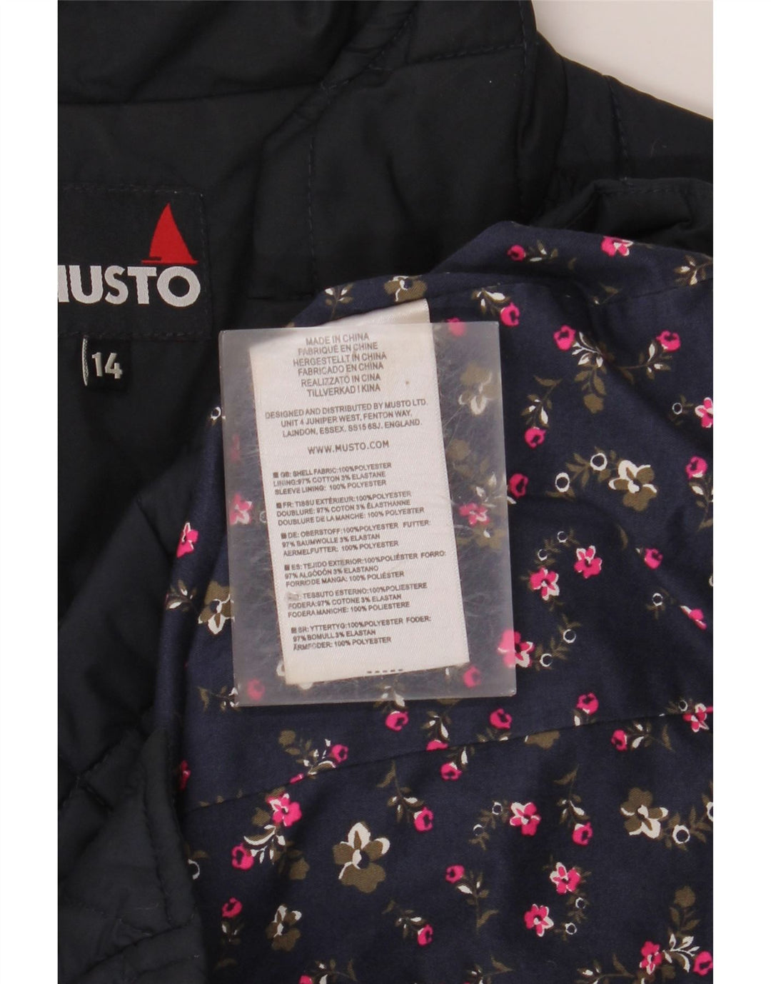 MUSTO Chaqueta acolchada para mujer UK 40 Grande Poliéster azul marino