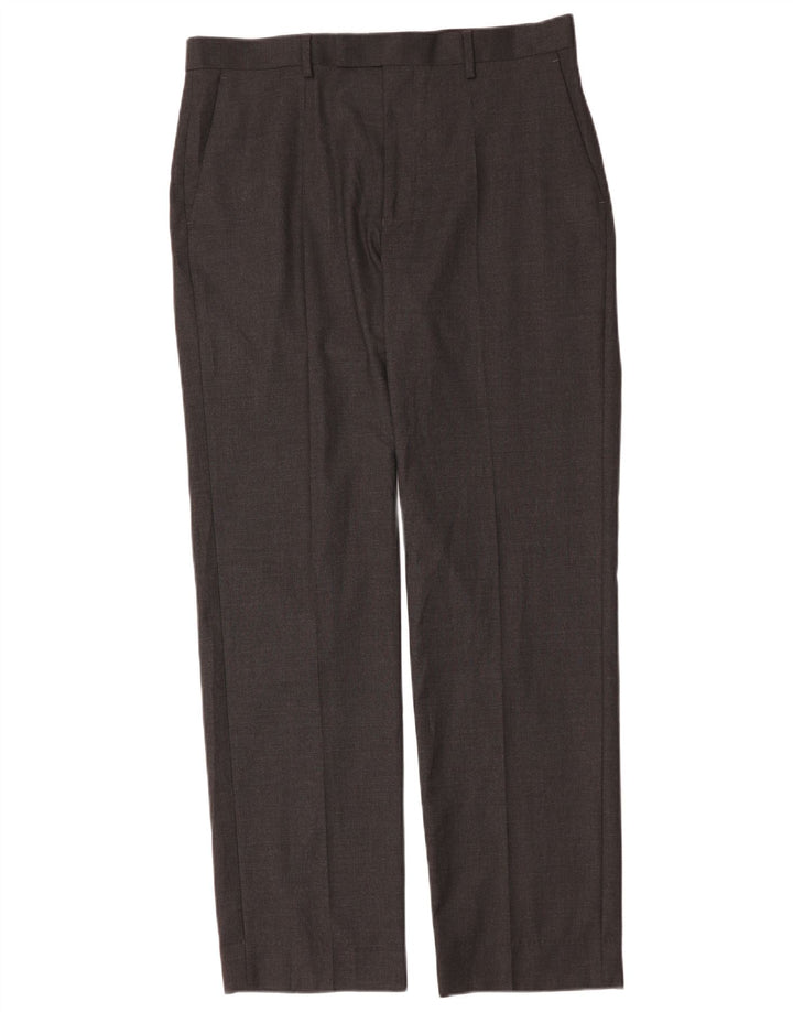 Marks & Spencer Pantalones de traje rectos de corte regular para hombre W34 L33 Gris